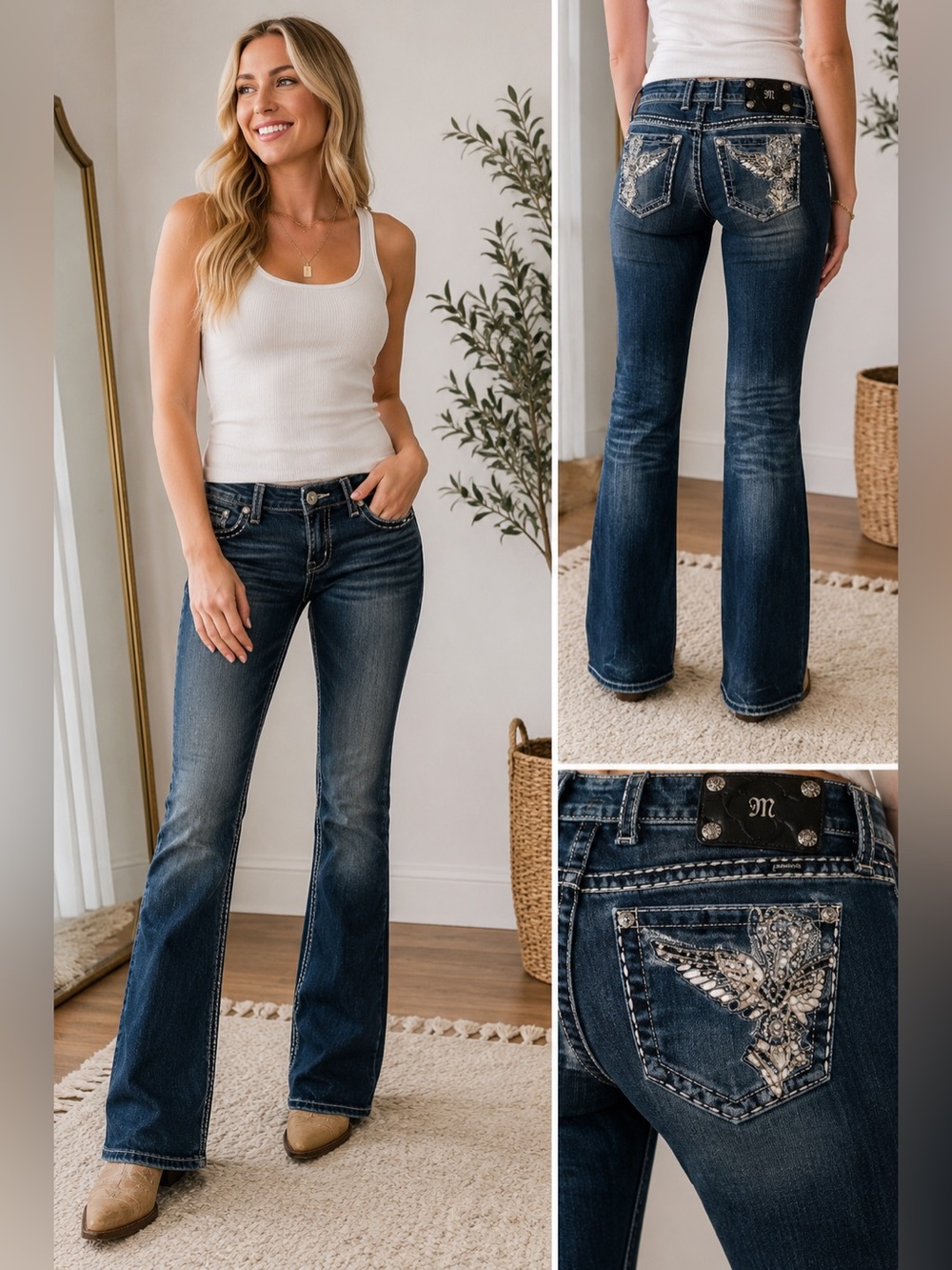 Miss Me Boot Cut Dark wash jeans sz 27 long